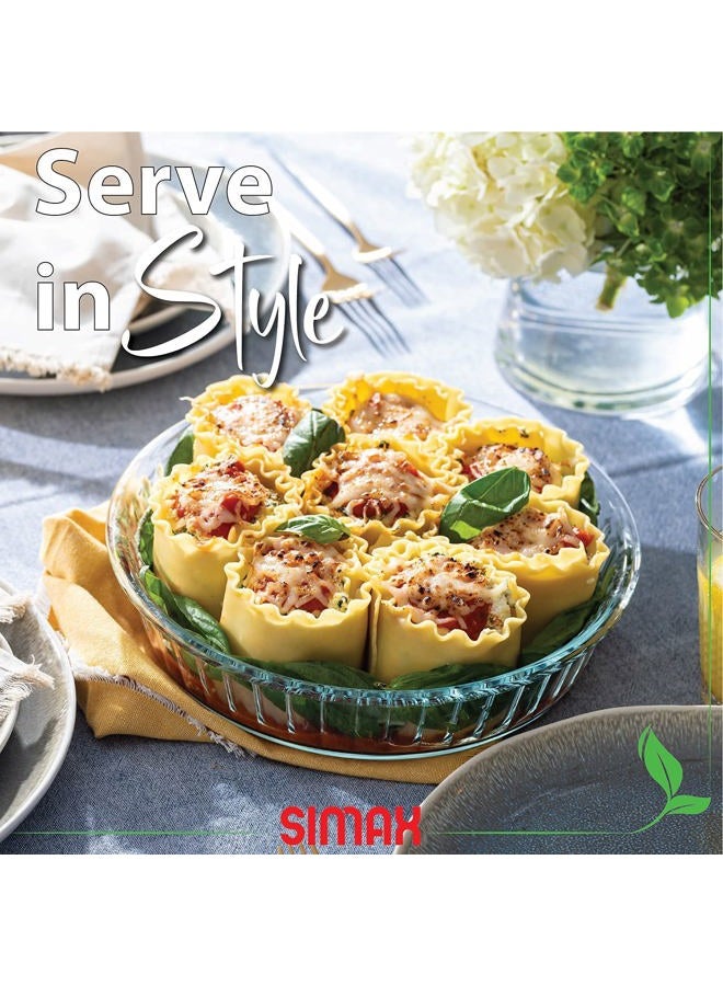 SIMAX Glass Pie Pan for Baking: Deep Round Pie Plate Dish Great For Apple, Pumpkin, Holiday Pies, etc. - Fluted Pie Holder - Oven Safe Tray - Borosilicate Glass Cake Tin - 10.25 Inch Large Diameter - Image 5