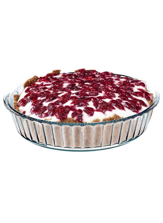 SIMAX Glass Pie Pan for Baking: Deep Round Pie Plate Dish Great For Apple, Pumpkin, Holiday Pies, etc. - Fluted Pie Holder - Oven Safe Tray - Borosilicate Glass Cake Tin - 10.25 Inch Large Diameter - Image 1