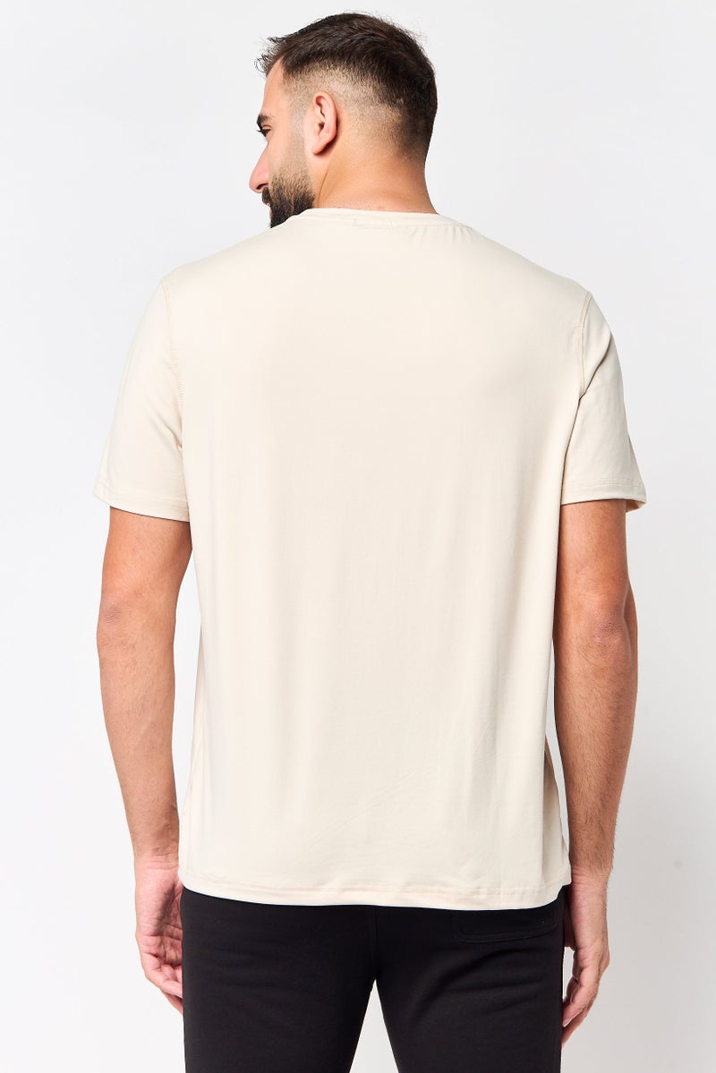 MOTION Men Sportswear Fit Short Sleeve Training T-Shirt, Beige - Image 4