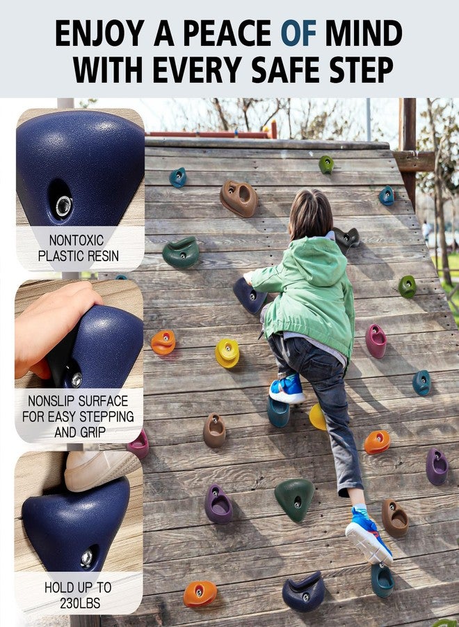 TOPNEW 20PCS Kids Climbing Holds, Climbing Rocks for Play Set, Swingset - Adult Rock Wall Holds with Mounting Hardware for Indoor Outdoor Climbing Wall, Dark Color - Image 3