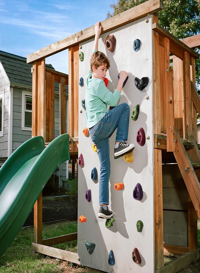 TOPNEW 20PCS Kids Climbing Holds, Climbing Rocks for Play Set, Swingset - Adult Rock Wall Holds with Mounting Hardware for Indoor Outdoor Climbing Wall, Dark Color - Image 4
