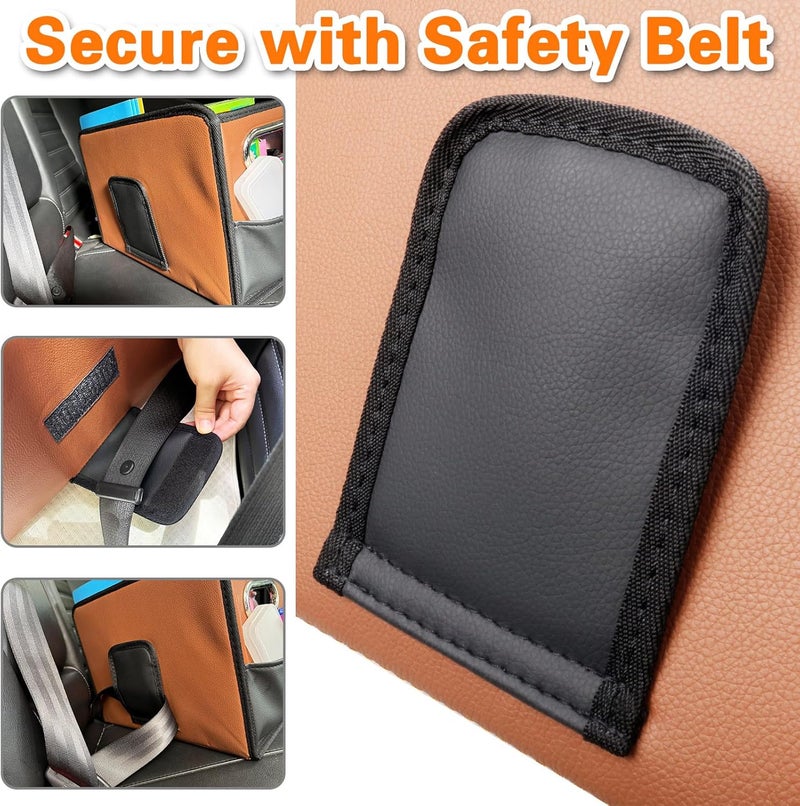 Noaman 2025 Upgraded Leather Car Organiser with 3 Metal Handles and 6 Compartments (Brown) - Image 4