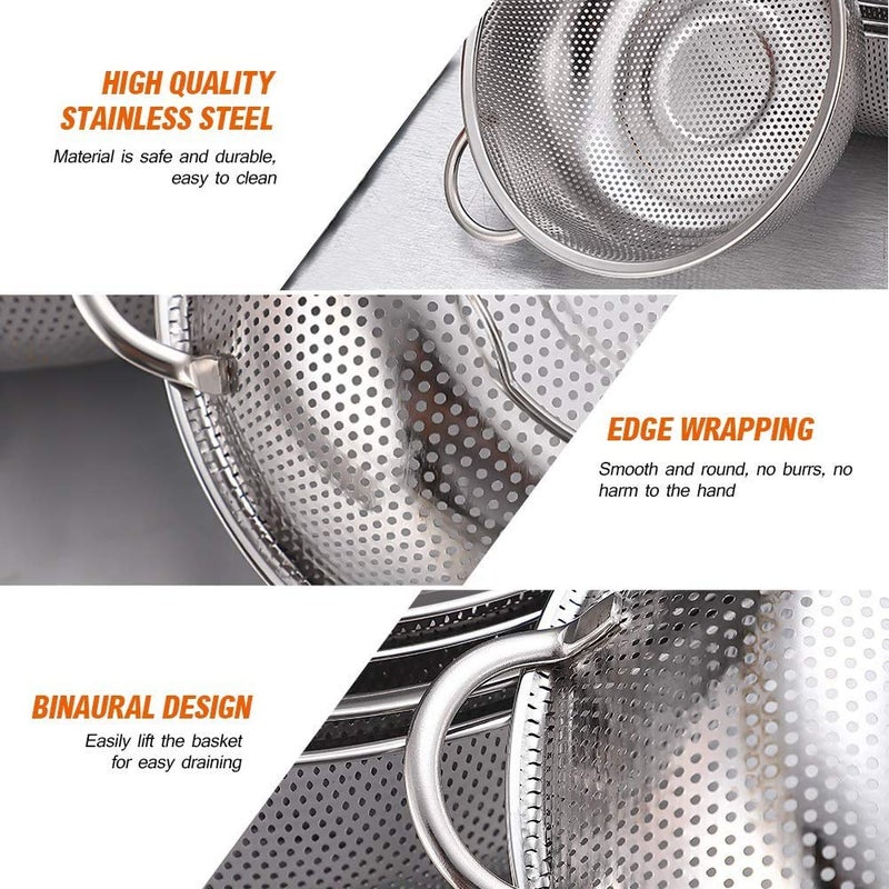 FEELING MALL Colander Stainless Steel Micro-Perforated Colanders Strainers for Draining Rinsing Washing, Ideal for Pasta Vegetables Fruits, Heavy Duty & Dishwasher Safe Set of (1) - Image 5