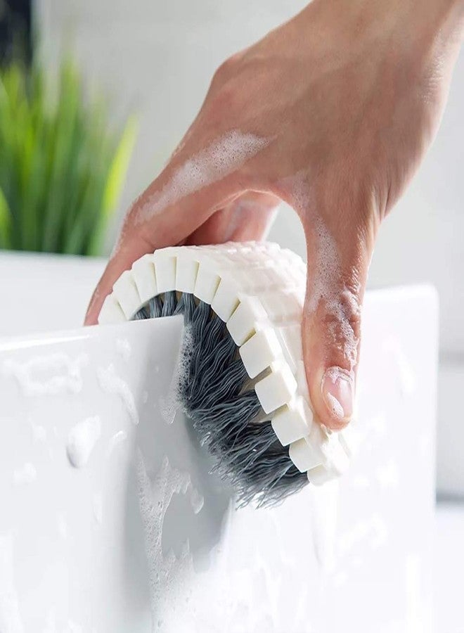 Leeonz Bendable Brush Scrub Sink Cleaning Brush for Tubs, Tile Walls, Countertops and Floors (White and Silver, 15.5 x 5.8 x 4 cm) 2 Pack - Image 4