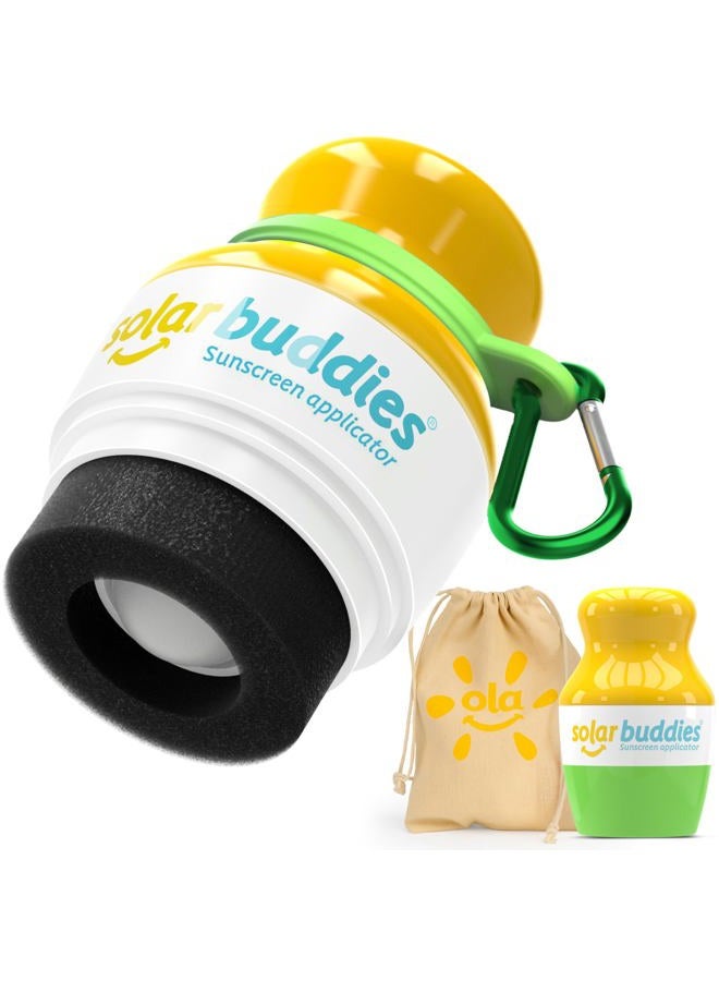 Solar Buddies حزمة حقيبة خضراء قابلة لإعادة التعبئة مع موزع واقي شمس وحقيبة مع مشبك كارابينا للعائلات، الأطفال، البالغين، مجموعة سفر، مع حزمة ملصقات مجانية - Image 1