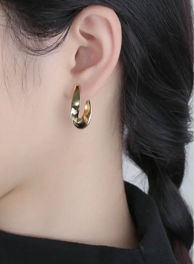 Dangle Charms Elegant Stainless Steel Gold Plated Earrings For Women - Image 2