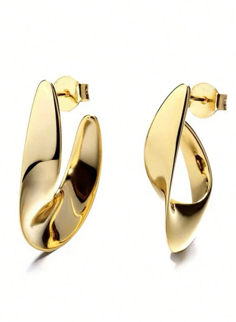 Dangle Charms Elegant Stainless Steel Gold Plated Earrings For Women - Image 5