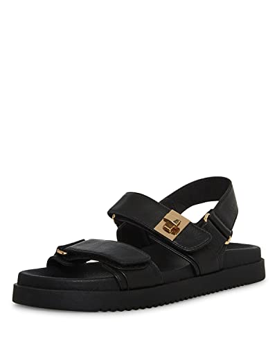 Steve Madden Women's Mona Sandal, Black Leather, 8.5 - Image 1