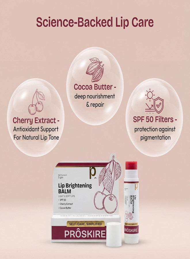 Proskire Tinted Lip balm with SPF 50 | Lip Brightening Balm For Pigmented, Dark, Flaky & Dry Lips | Cherry & Cocoa Butter Infused - Image 2