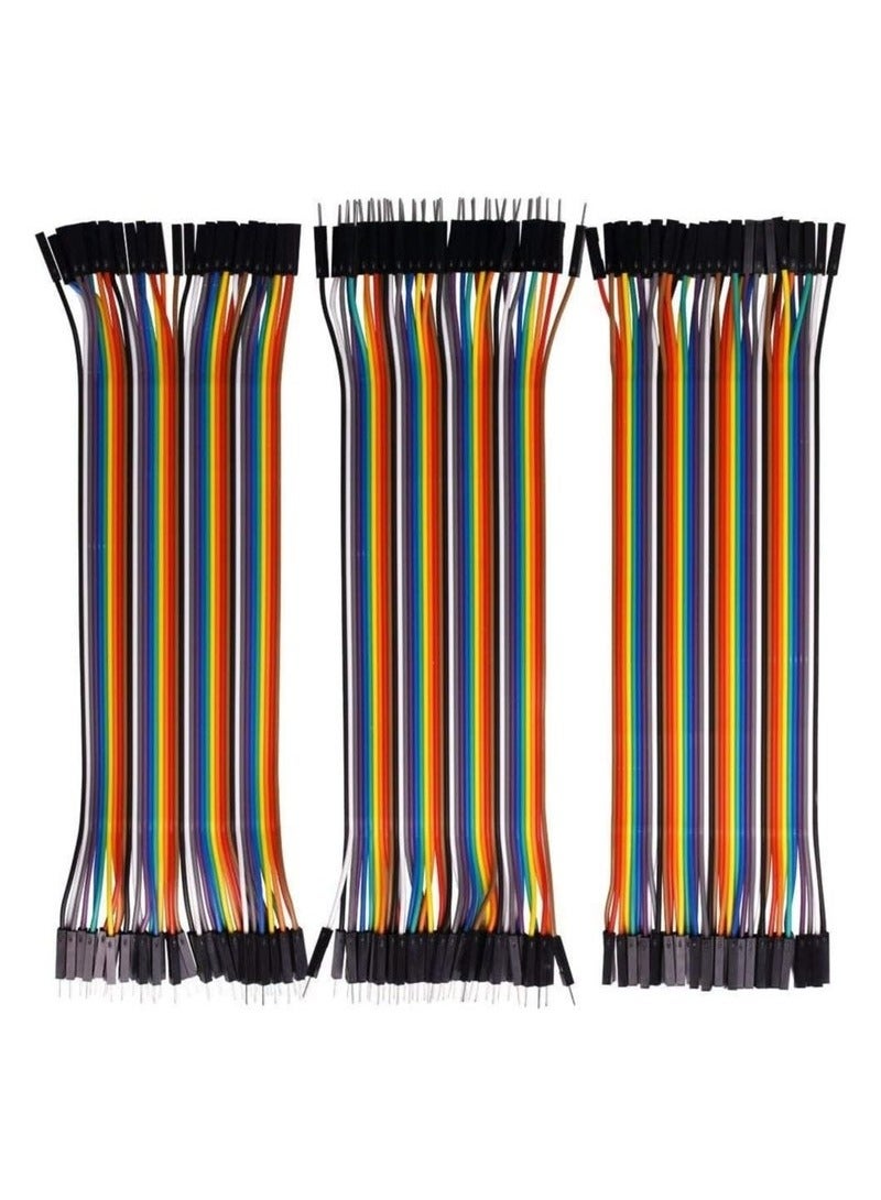 بيوينتي مجموعة كابلات شريط توصيل لوحة التجارب من 120 قطعة بطول 20 سم، متعددة الألوان، من 40 سنًا من الذكور إلى الإناث، ومن 40 سنًا من الذكور إلى الذكور، ومن 40 سنًا من الإناث إلى الإناث، متوافقة مع مشاريع أ - Image 1
