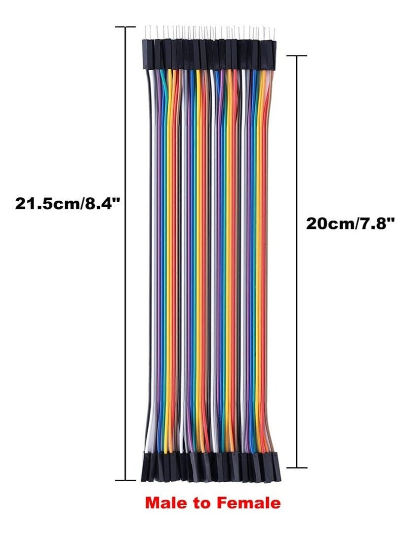 بيوينتي مجموعة كابلات شريط توصيل لوحة التجارب من 120 قطعة بطول 20 سم، متعددة الألوان، من 40 سنًا من الذكور إلى الإناث، ومن 40 سنًا من الذكور إلى الذكور، ومن 40 سنًا من الإناث إلى الإناث، متوافقة مع مشاريع أ - Image 3
