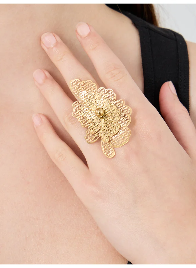 ستايلي Styli Oversized Textured Flower Ring