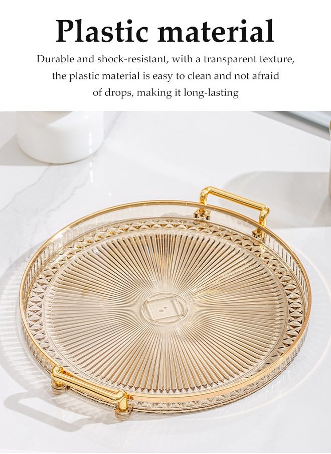 DUNISO Serving Tray With Handle, Household Circular Storage Tray, Food Tray, Tea Cup Tray, Suitable For Dressing Table, Living Room, Foyer, Bedroom, 30 * 27 * 3.5cm ﻿  - Image 5