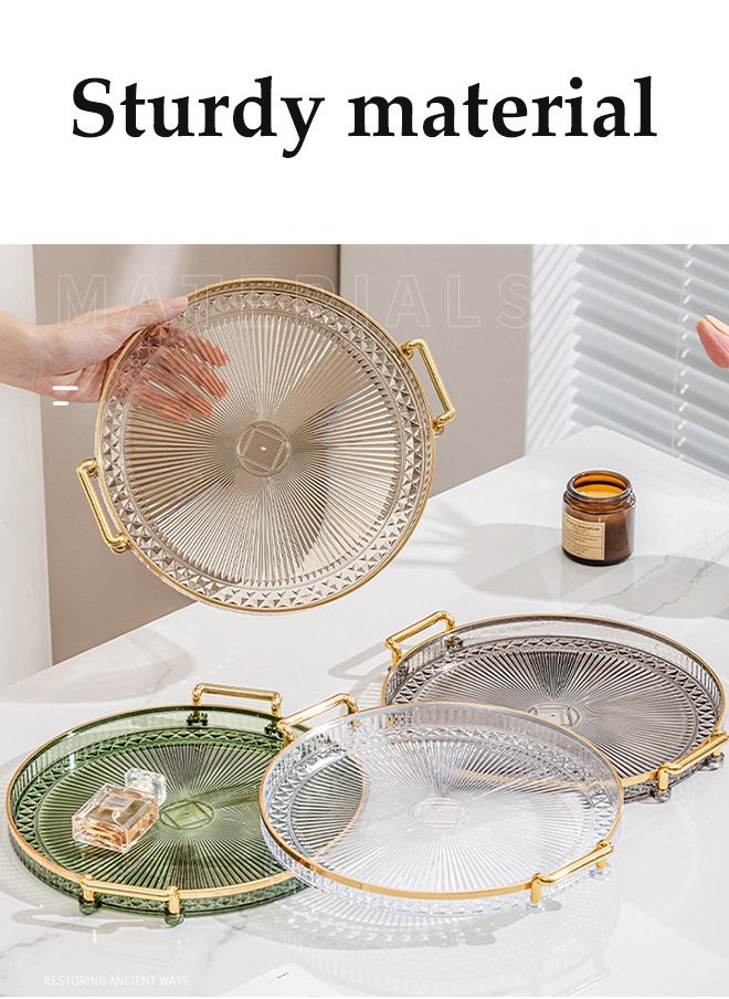 DUNISO Serving Tray With Handle, Household Circular Storage Tray, Food Tray, Tea Cup Tray, Suitable For Dressing Table, Living Room, Foyer, Bedroom, 30 * 27 * 3.5cm ﻿  - Image 4