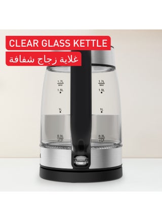 Glass Kettle | Electric Kettle | Measurement Marks | 1.7 L Capacity | Easy to Clean | Precision spout | Ambient light | One-handed lid opening | Black | KI605827 1.7 L 2200 W KI605827 Inox - view 3