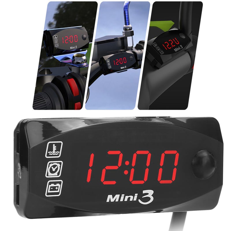 RIZOMA Motorcycle Electronic Clock - Three-In-One Digital Display Voltmeter Thermometer with IP67 Waterproof Function for Motorbike Instrument - Image 5