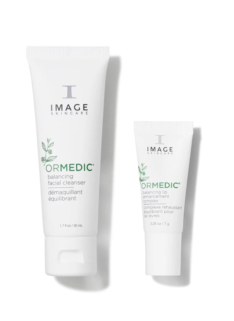 IMAGE SKINCARE IMAGE Skincare Ormedic Balancing Facial Cleanser + pH Balancing Lip Enhancement Complex, Mild Face Wash and Deep Hydration Lip Plumper for Fuller Lips, 1.7 oz + 0.5 oz  - Image 1