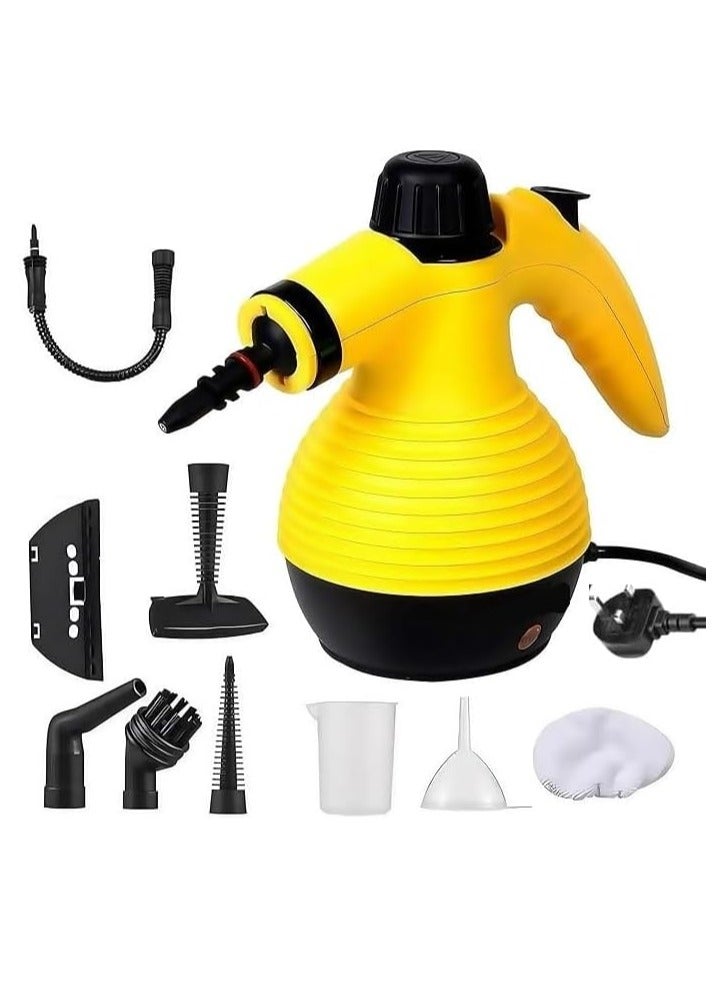 Electric Steam Cleaner with 9 Accessories 1200W Multi-Purpose Steamer 300kpa Pressure 350ml Water Tank Capacity High Pressure Corded Handheld Deep Cleaning Machine (UK Plug – Color May Vary) - Image 1