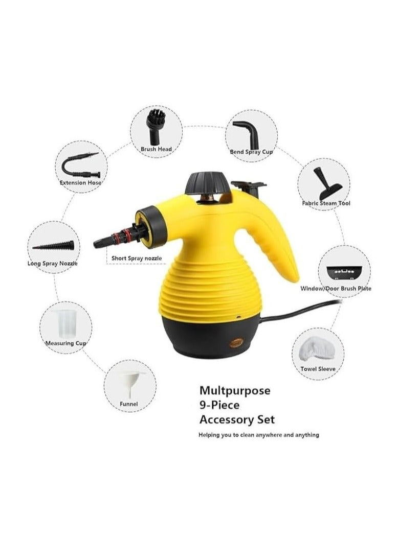 Electric Steam Cleaner with 9 Accessories 1200W Multi-Purpose Steamer 300kpa Pressure 350ml Water Tank Capacity High Pressure Corded Handheld Deep Cleaning Machine (UK Plug – Color May Vary) - Image 3