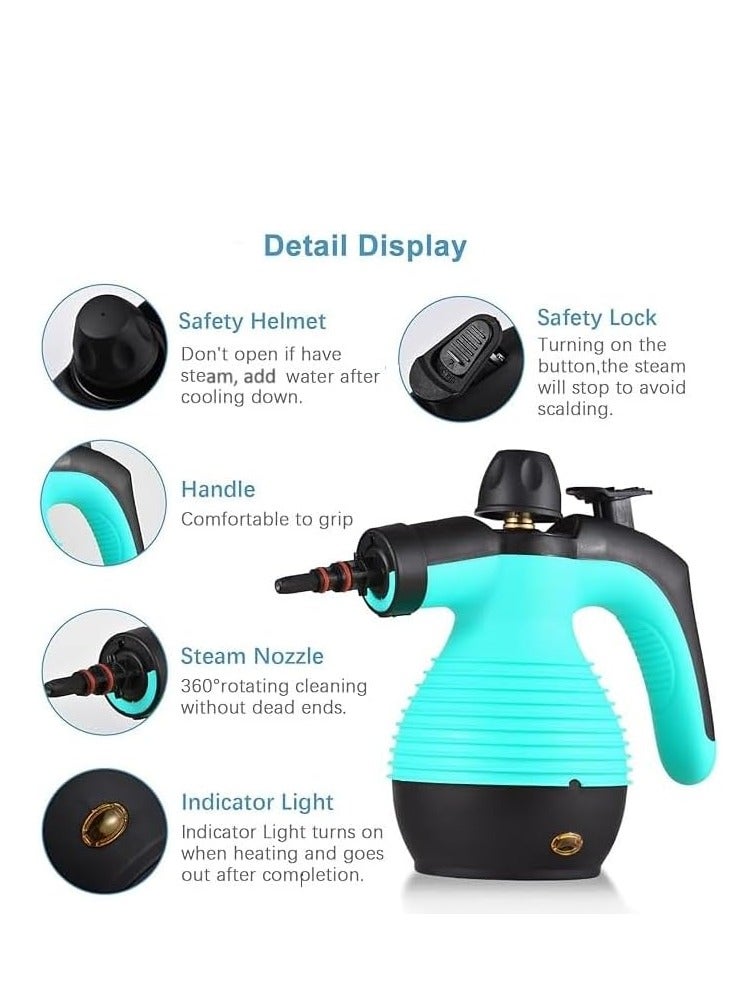 Electric Steam Cleaner with 9 Accessories 1200W Multi-Purpose Steamer 300kpa Pressure 350ml Water Tank Capacity High Pressure Corded Handheld Deep Cleaning Machine (UK Plug – Color May Vary) - Image 5