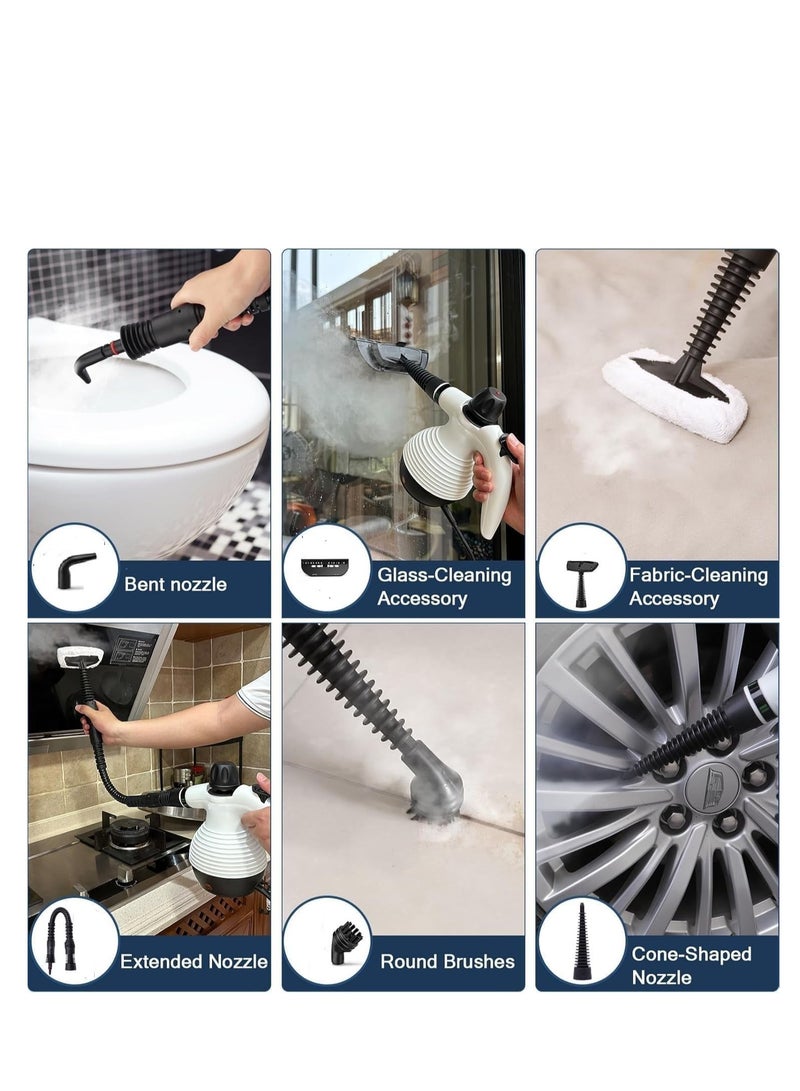 Electric Steam Cleaner with 9 Accessories 1200W Multi-Purpose Steamer 300kpa Pressure 350ml Water Tank Capacity High Pressure Corded Handheld Deep Cleaning Machine (UK Plug – Color May Vary) - Image 4