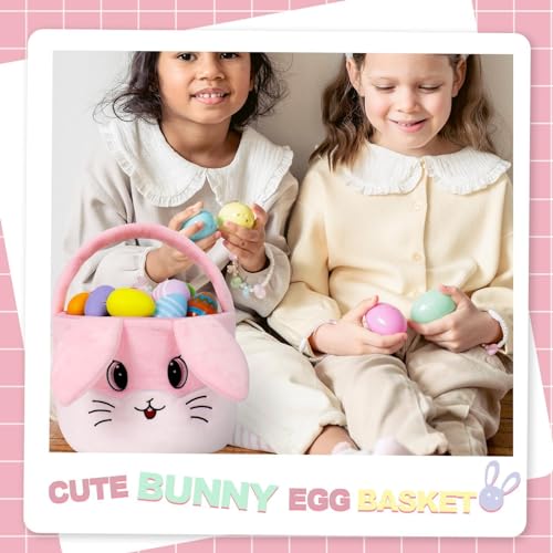 Wepop Easter Egg Baskets for Kids Bunny Basket with Folded Ears Easter Bag Buckets Hunting Gifts for Boys and Girls - Image 3