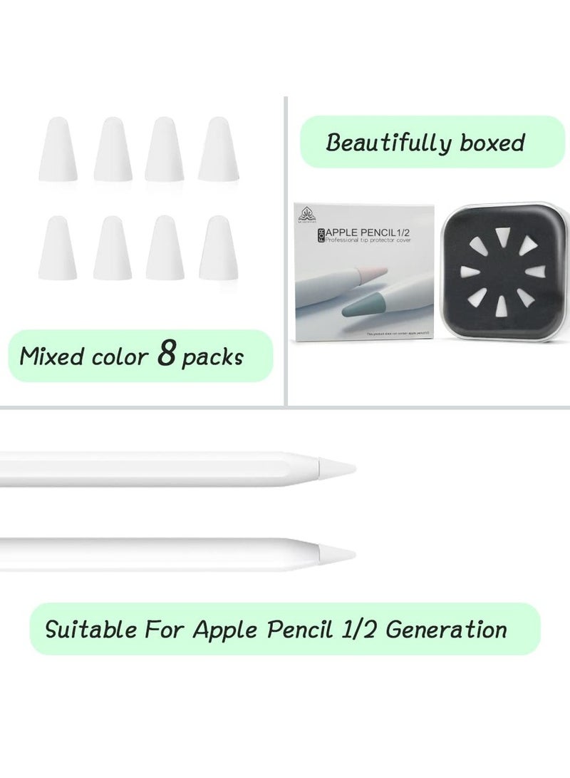 8 Pcs Silicone Pencil Nib/Tip Protector Cap, Compatible with Apple Pencil 1st and 2nd Generation, Lightweight Thin Protective Case Noiseless Fit Silicone Nibs Covers-White  - Image 2