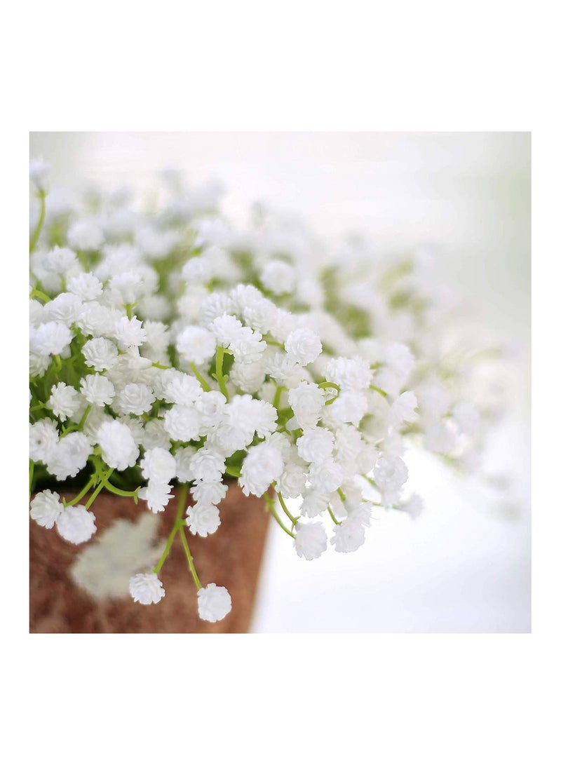 SOLARAE 10 قطع 30 باقة من زهور نفس الطفل البيضاء، زهور صناعية بيضاء مزيفة، لمسة حقيقية مزيفة، جيبسوفيلا باقات زهور DIY، ترتيب باقة زفاف العروس، ديكور منزلي (الزهريات غير مشمولة) - Image 2
