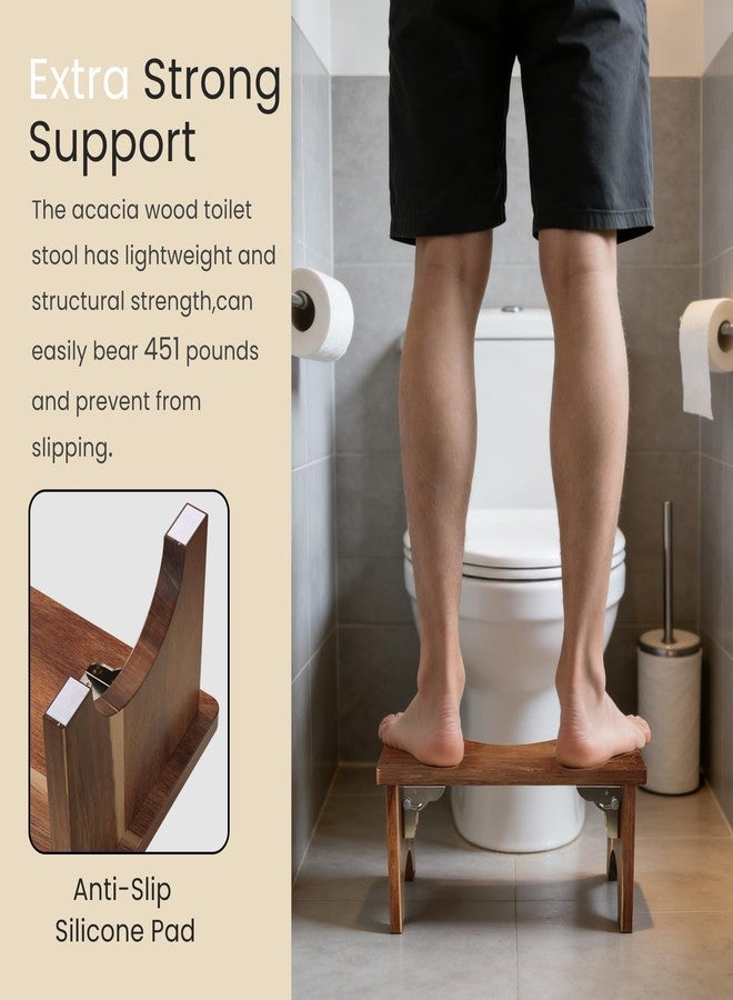 Danfoxer 7 Inches Acacia Wood Toilet Stool Squat for Adults,Foldable Poop Stool for Bathroom,Portable Potty Step Stool with Non-Slip Strip,No Assembly Required - Image 4