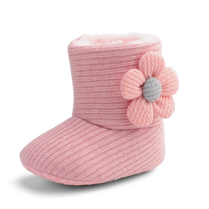 Autumn Winter Baby Cotton Boots Soft Sole Walking Shoes Pink (M026) 