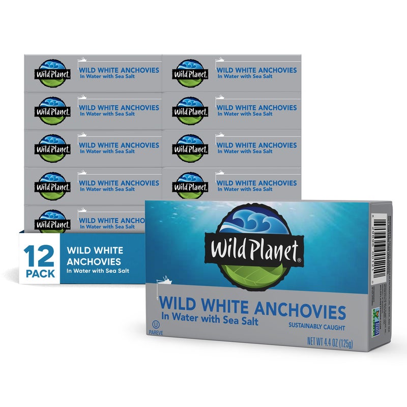 Wild Planet Wild Anchovies in Water with Sea Salt, 3rd Party Mercury Tested, 4.4 Ounce (Pack of 12) - Image 1