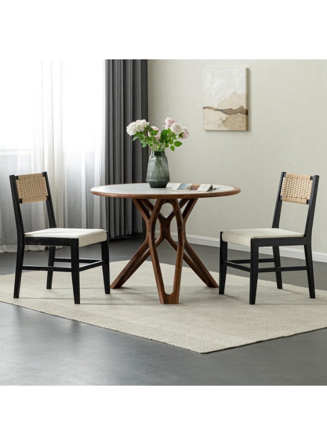 Chogori Wooden Dining Chairs Set of 2, Modern Mid Century Woven Back Dining Room Chairs with Solid Wood Frame and Cushion for Dining Room, Living Room, Kitchen - Image 1