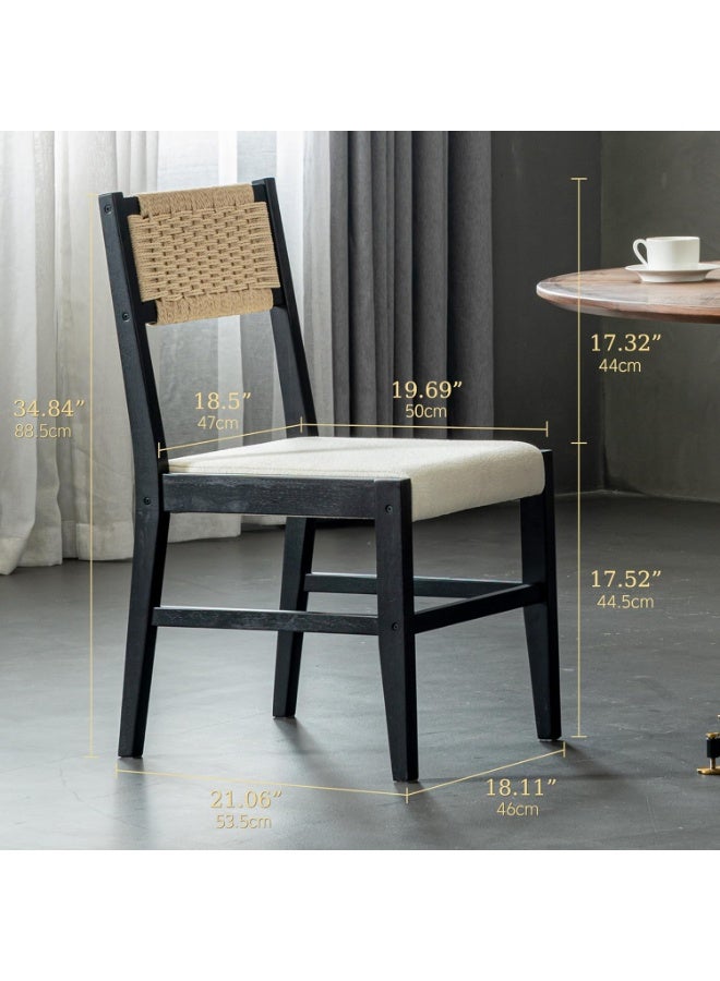 Chogori Wooden Dining Chairs Set of 2, Modern Mid Century Woven Back Dining Room Chairs with Solid Wood Frame and Cushion for Dining Room, Living Room, Kitchen - Image 2