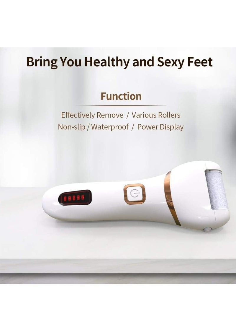 Captaintech Electric Callus Remover, Rechargeable Electronic Feet File Pedicure Foot File Foot Rasp with IPX7 Waterproof Design for Dry Cracked Dead Skin with 3 Roller Heads, 2 Speed - Image 2