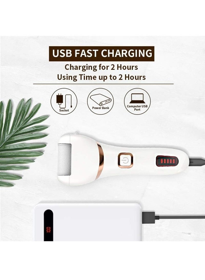 Captaintech Electric Callus Remover, Rechargeable Electronic Feet File Pedicure Foot File Foot Rasp with IPX7 Waterproof Design for Dry Cracked Dead Skin with 3 Roller Heads, 2 Speed - Image 4