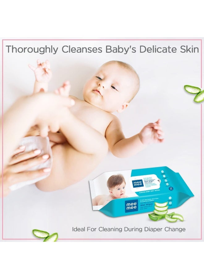Mee Mee Caring Baby Wet Wipes with Aloe Vera  72 counts, Pack of 3 - Image 5