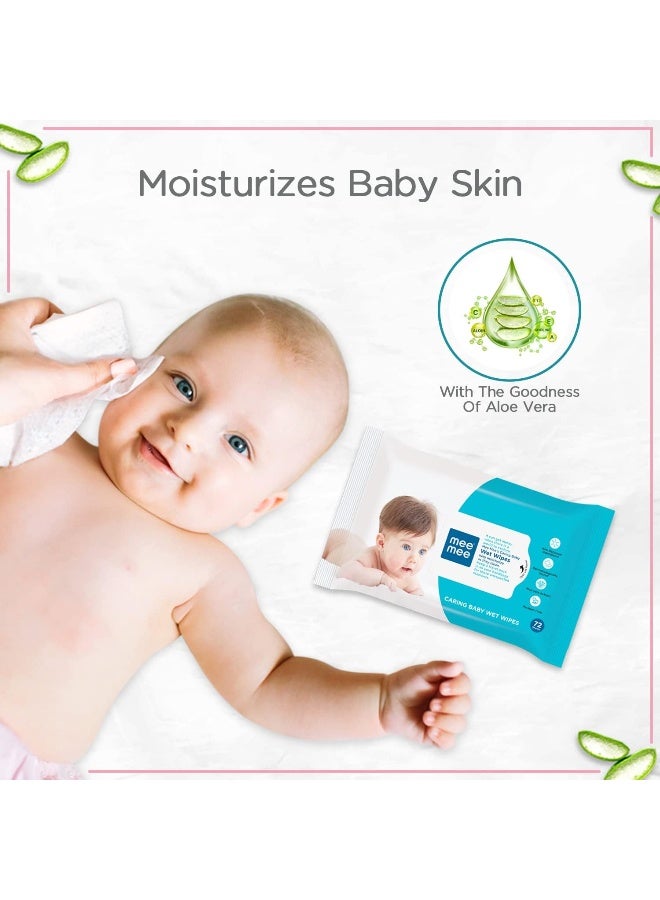 Mee Mee Caring Baby Wet Wipes with Aloe Vera  72 counts, Pack of 3 - Image 2