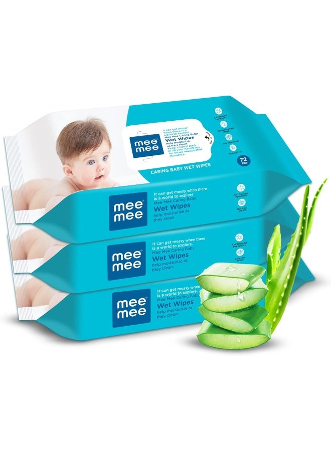 Mee Mee Caring Baby Wet Wipes with Aloe Vera  72 counts, Pack of 3 - Image 1