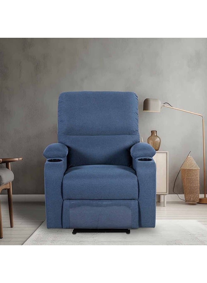 DANUBE HOME Fantom 1 Seater Fabric Recliner With USB Relaxing Chair Modern Design One Seat Sofas Comfortable Living Room Furniture L 83 x W 95 x H 98 cm Dark Blue  - Image 1