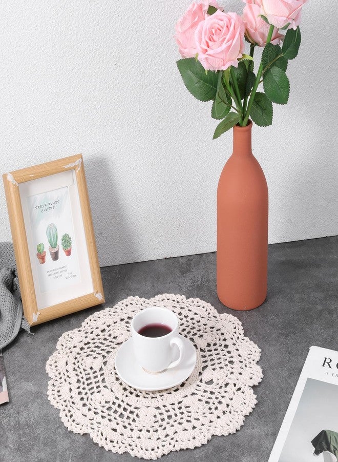 Zyghjort Crochet Doilies, 2 Pcs 11.8 Inch Round Cotton Doilies for Tables Vintage Handmade Lace Placemats Knitted Tablecloth for Home Kitchen Dining Room Wedding Party Decoration (Beige) - Image 5