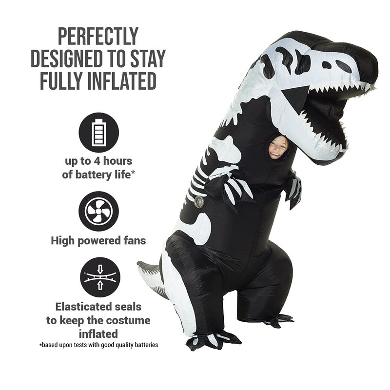 MORPH Morph Inflatable Skeleton Dinosaur Costume Kids, Blow Up Dinosaur Costume Kids 8-10-12, Inflatable T Rex Costume Kids  - Image 2