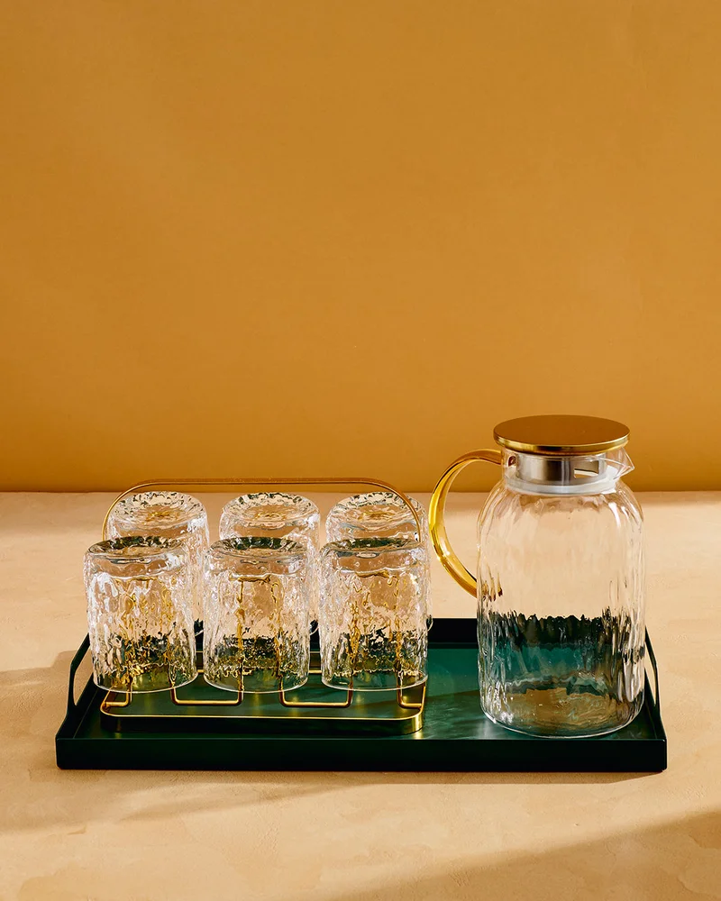 REDTAG White Jug Set with Metal Tray (9-Piece)