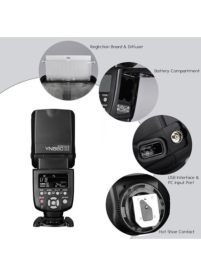 YONGNUO YN560 III Universal 2.4G Wireless Speedlite Flash On-camera Speedlight GN58 High Speed Recycling Replacement for Canon Nikon Sony DSLR Camera  - Image 4