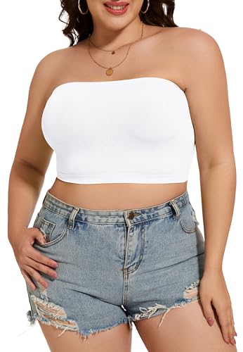 CHICGAL Womens Tube Tops Summer Bandeau Casual Crop Top Going Out Strapless Tank Basic Short Shirt(2 Pieces Black,White,One Size Regular) - Image 5