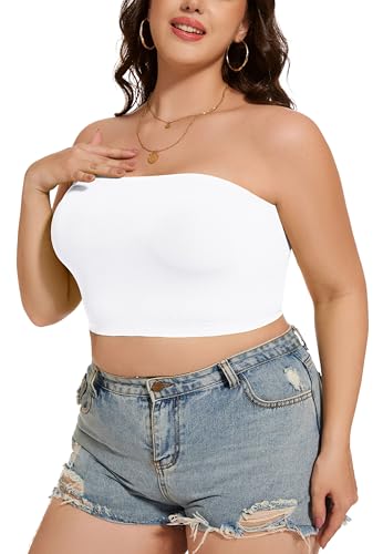 CHICGAL Womens Tube Tops Summer Bandeau Casual Crop Top Going Out Strapless Tank Basic Short Shirt(2 Pieces Black,White,One Size Regular) - Image 3