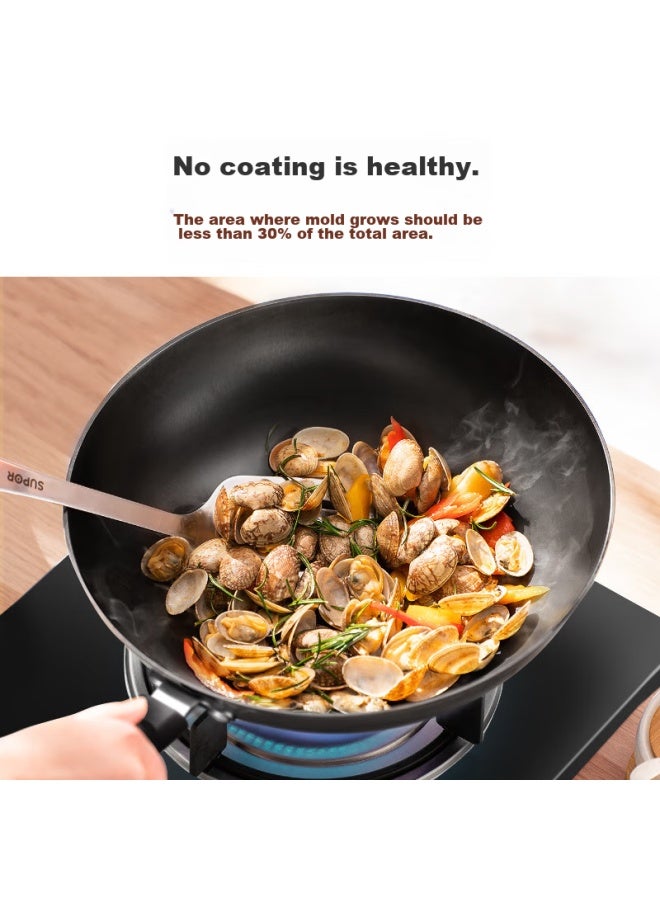 Supor Non-coated Traditional Iron Wok 30cm Stainless Steel Frying Pan Compatible With Gas And Induction Stoves Fc30v3 - Image 4