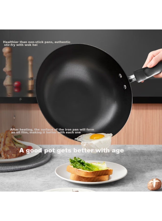 Supor Non-coated Traditional Iron Wok 30cm Stainless Steel Frying Pan Compatible With Gas And Induction Stoves Fc30v3 - Image 3