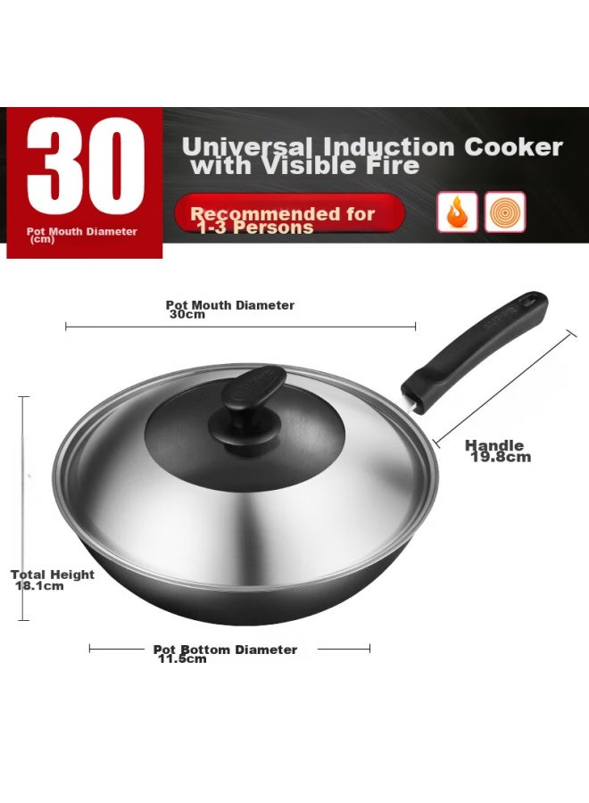 Supor Non-coated Traditional Iron Wok 30cm Stainless Steel Frying Pan Compatible With Gas And Induction Stoves Fc30v3 - Image 1