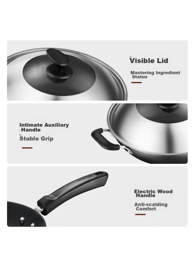 Supor Non-coated Traditional Iron Wok 30cm Stainless Steel Frying Pan Compatible With Gas And Induction Stoves Fc30v3 - Image 5