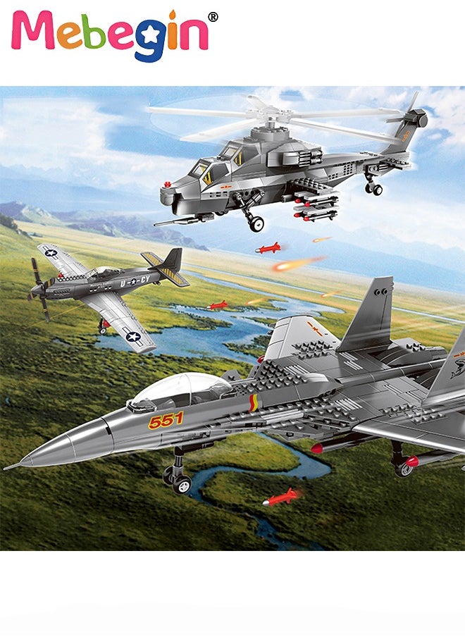 Helicopter Model Building Blocks Set, Army Airplane Building Bricks Set, Air-Force Build Blocks Toy, Shipboard Aircraft Model, Highly Restored Building Block Kit, Educational Toys, Ideal Gift for Kids Aged 6+